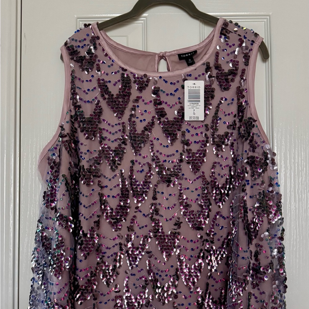 Torrid Plus Size 0 Sequin Tank Top — Sparkly Party Blouse NWT